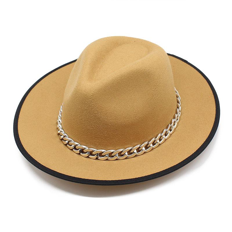 

Chain Woolen Felt Jazz Top Hat Outdoor Shopping Concave Thermal Wool Felt Hat M（56-58cm） верблюд