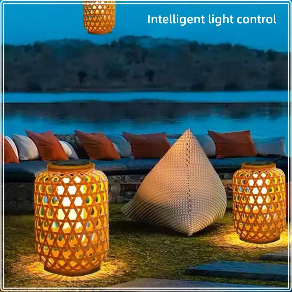 

LED Solar Imitation Rattan Lantern Waterproof Home Decorative Lights Outdoor
