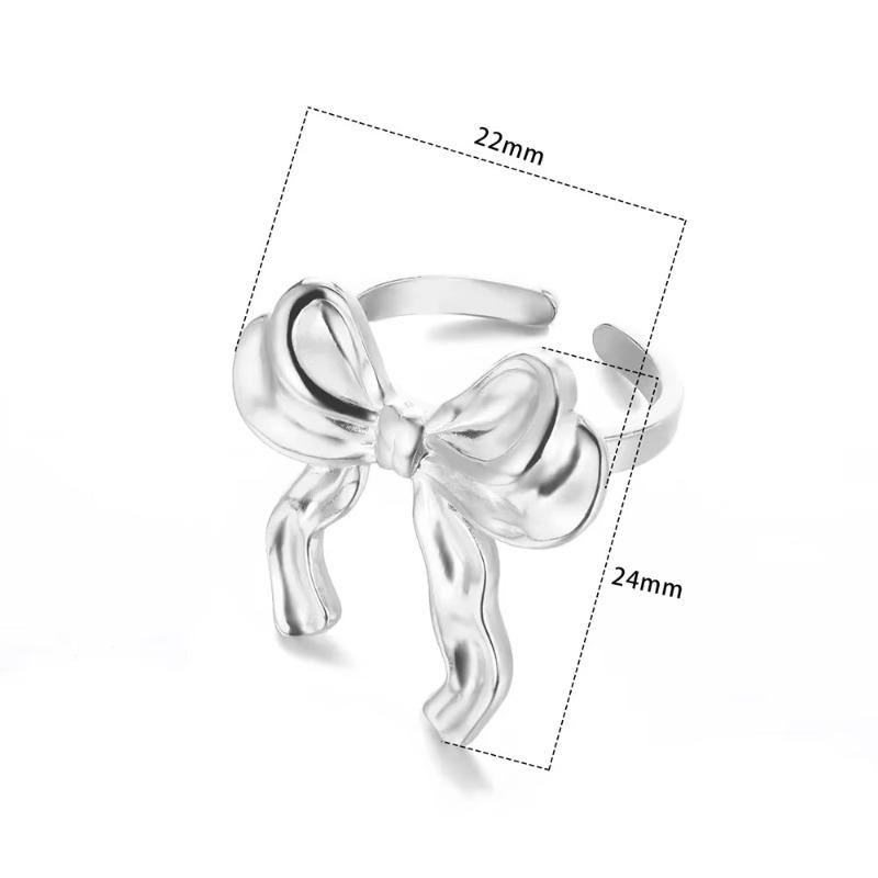 Princess On the Run Bow Simple Personality Ring Female K Gold-plated Titanium Steel Opening Adjustable Versatile