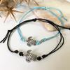 ZRM Fashion Vintage Sea Turtle Anklet Bracelet Dual Use 3 Colors Hand Made Anklet Beach Leather Rope Anklet Jewelry