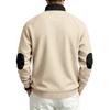 Men's Casual Half-Zip Sweatshirt with Color Block Patches and Stand Collar for Fall Winter