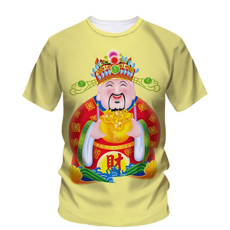 3D God Of Wealth Printing Men T-shirt Chinese New Year Graphic T-shirts For Men Fashion Cool Streetwear Short Sleeve Women Clothes