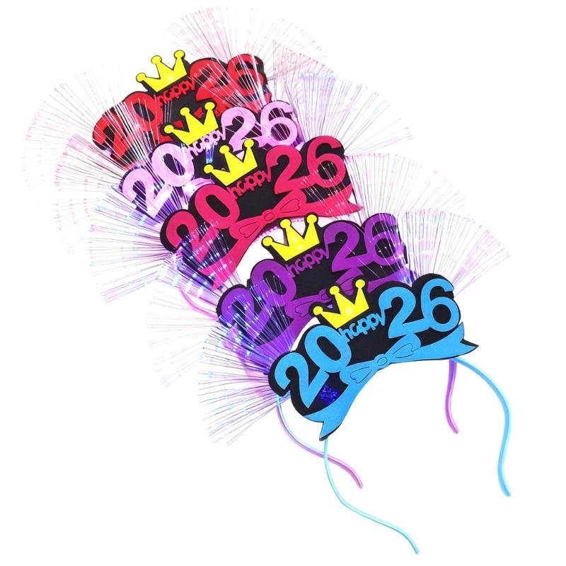 Pack of 4 Glowing Hairbands Assorted Colors Hair Hoop for Celebration Lightweight Comfortable Plastic Outdoor Use