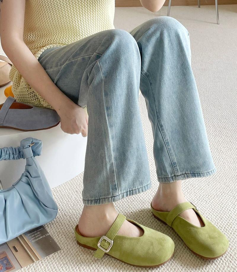 Fashion Fashion Round Toe Shallow Flat Sandals Women High Quality Faux Suede Ballet Flats Women Elegant Comfort Soft Sole Casual Shoes