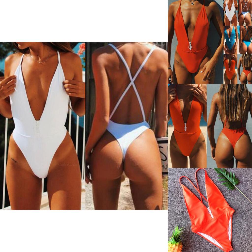 Premium Women One Piece Swimsuit Bikini Set Featuring Push-up Monokini And Zipper Design