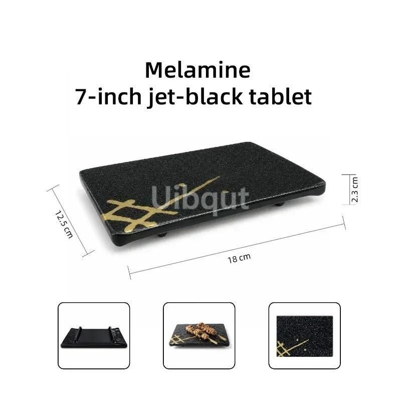 Melamine Rectangular Plate Japanese Tableware Plate Front Grilled Sushi Dish Sashimi Display Yakitori Dish Commercial BBQ Plates