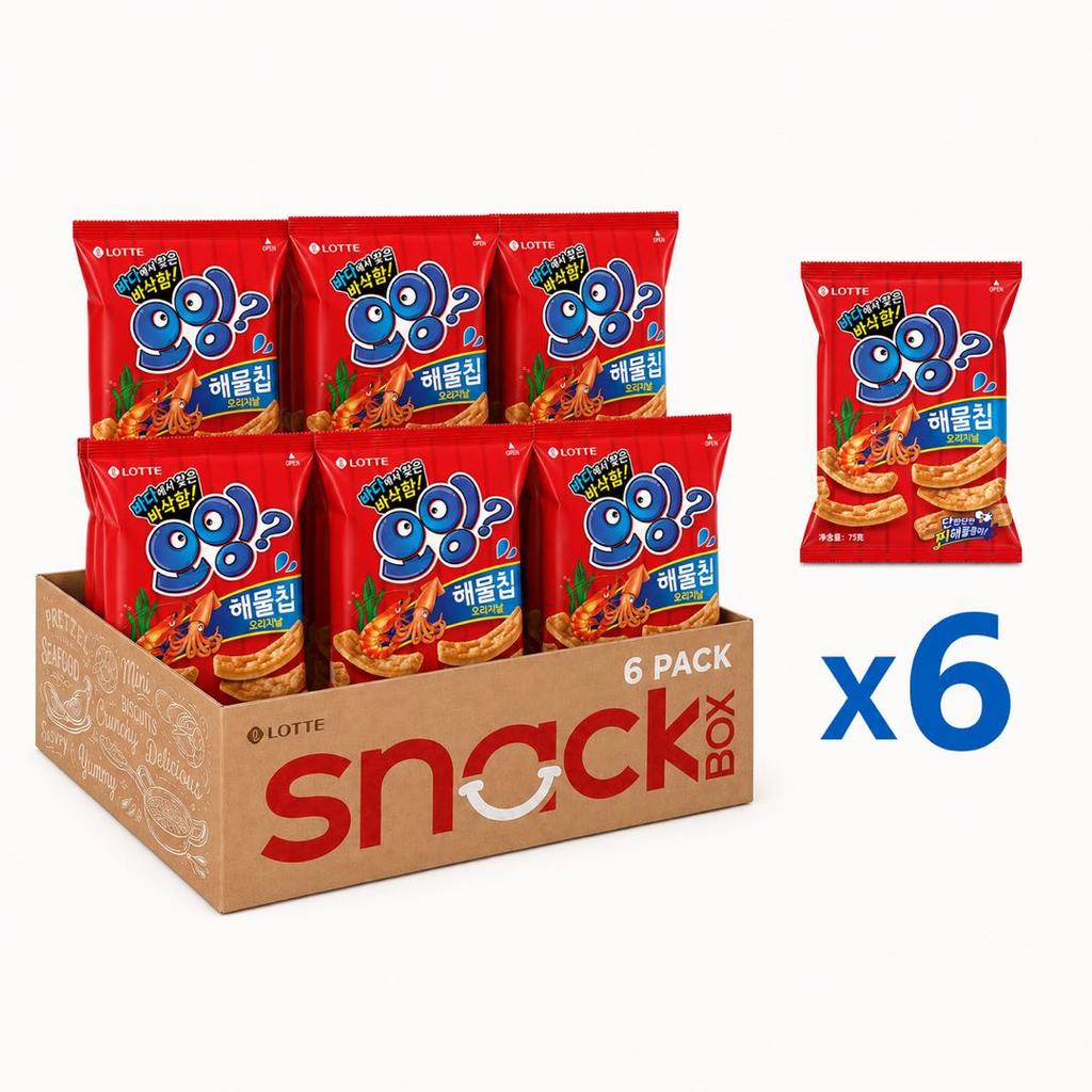 Lotte Squid & Shrimp Flavored Crisp Sticks 75g 6pack