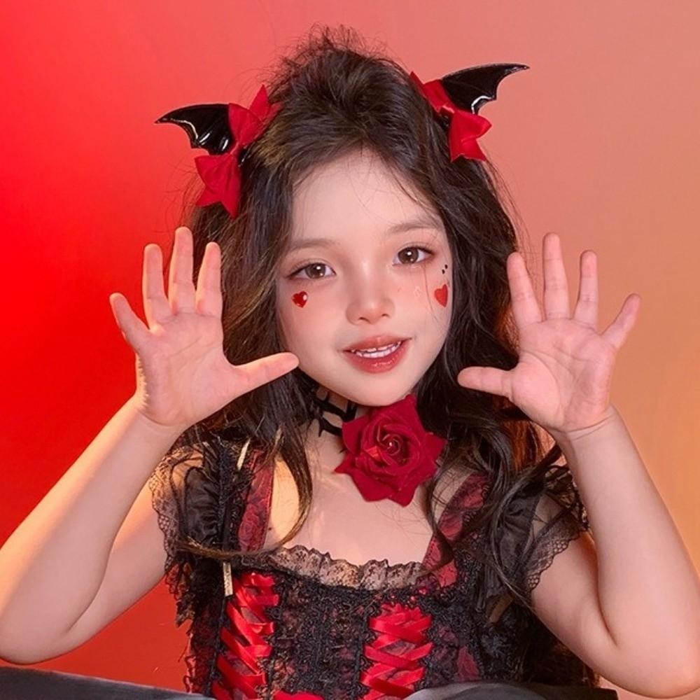 2 Pcs Y2K Bat Wings Hair Clips Bow Devil Horn Hair Clips Fashion Bat Duckbill Clips  Cosplay