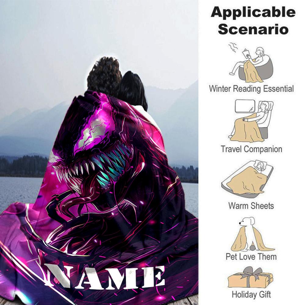 Customiz Name Personality venom Blanket Soft &Warm Sofa Office Bed Travel Lunch Break Blanket, Gift Suitable All Seasons