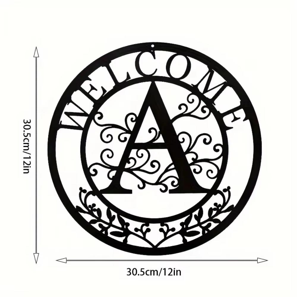 1pc Personalized Family Name Metal Sign (12in) - Letter Design Birthday Gift