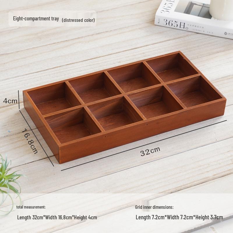 Japanese Style Wooden Desktop Storage Box - Nine Grid Organizer for Bedroom Entryway