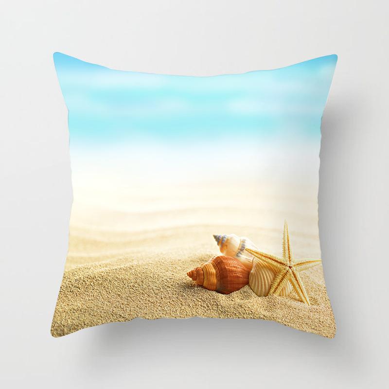 Summer Beach Shell Marine Pattern Pillowcase Home Sofa Pillowcase Cushion Cover