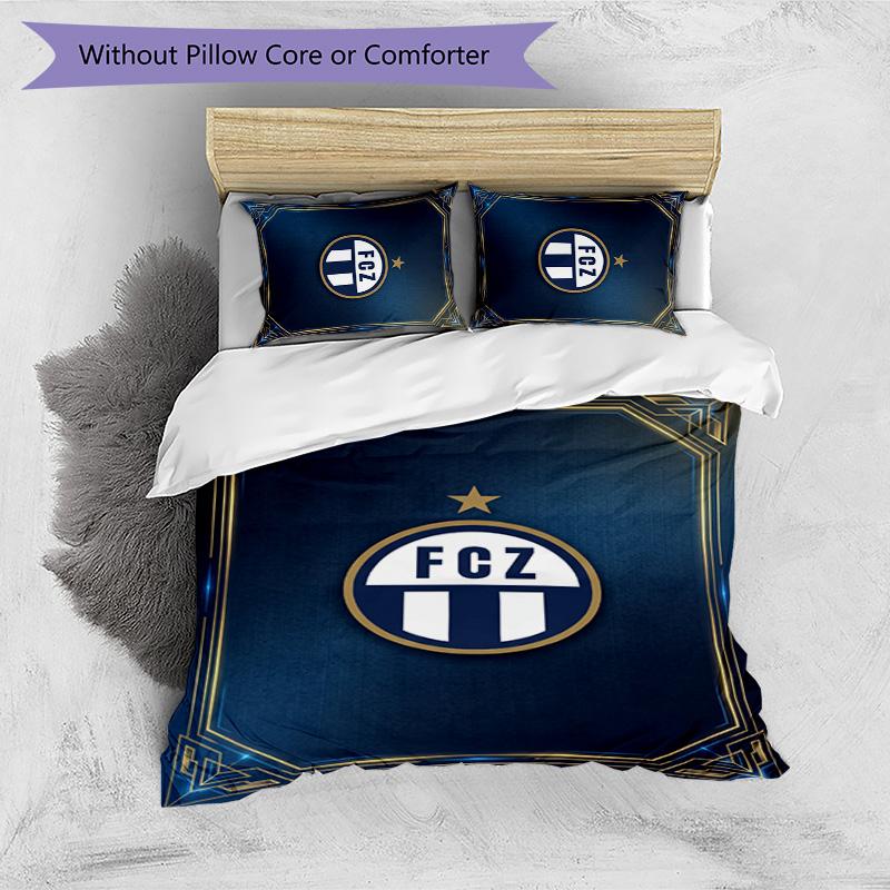 Set Lenzuola Stampato FC Zürich 3 Pezzi Copripiumino Traspirante con Federe Biancheria da Letto Decorativa per Camera da Letto Casa