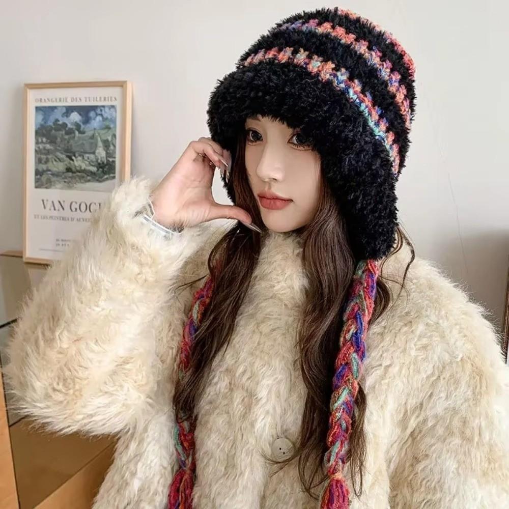 Thickened Fluffy Fleece Hat Plush Ear Protection Cap Fashion Knitted Warm Hat  Sports Cap