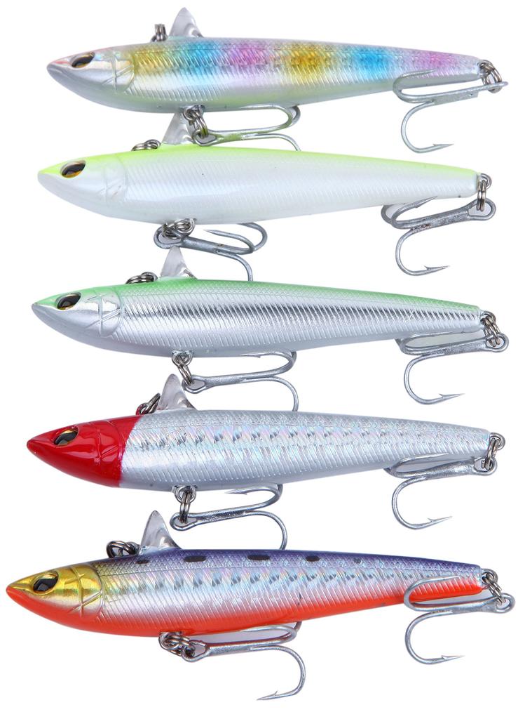 Sea Bass Sinking Vibration Minnow Set of 5 Lure, 16g, 77mm,