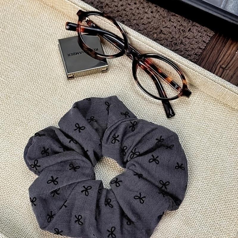 2pcs Temperament Bow Wave Point Large Intestine Hairband Female Tie Meatball Hair Rope High Elasticity Durable Rubber Band