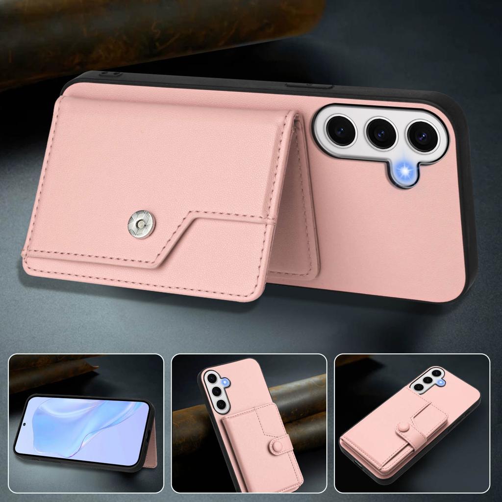 For Samsung Galaxy S24 FE Case RFID Blocking Card Holder Kickstand TPU + PU Leather Phone Back Cover