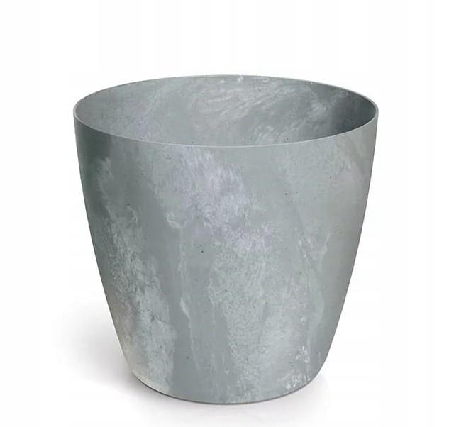 Doniczka Plastikowa Osłonka Okrągła Efekt Betonu Szara 11,9Cm