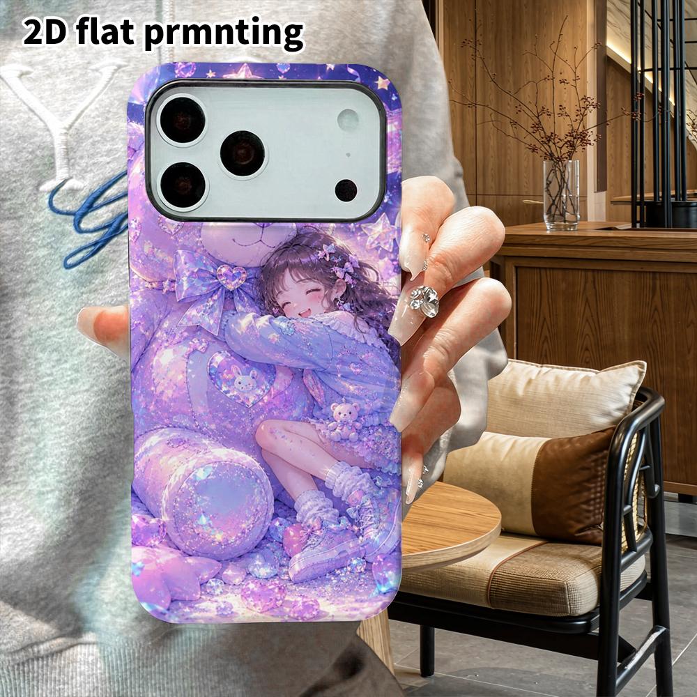 Phone Case: 2D Flat Design Suitable for iPhone 18, 17, 16, 15, 14, 13 Pro Film Protective Case, Couple Style, Giant Bear and Girl, Christmas and Hallo