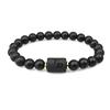 Zodiac Natural Stone Couple Bracelet with Frosted Black Agate Beads