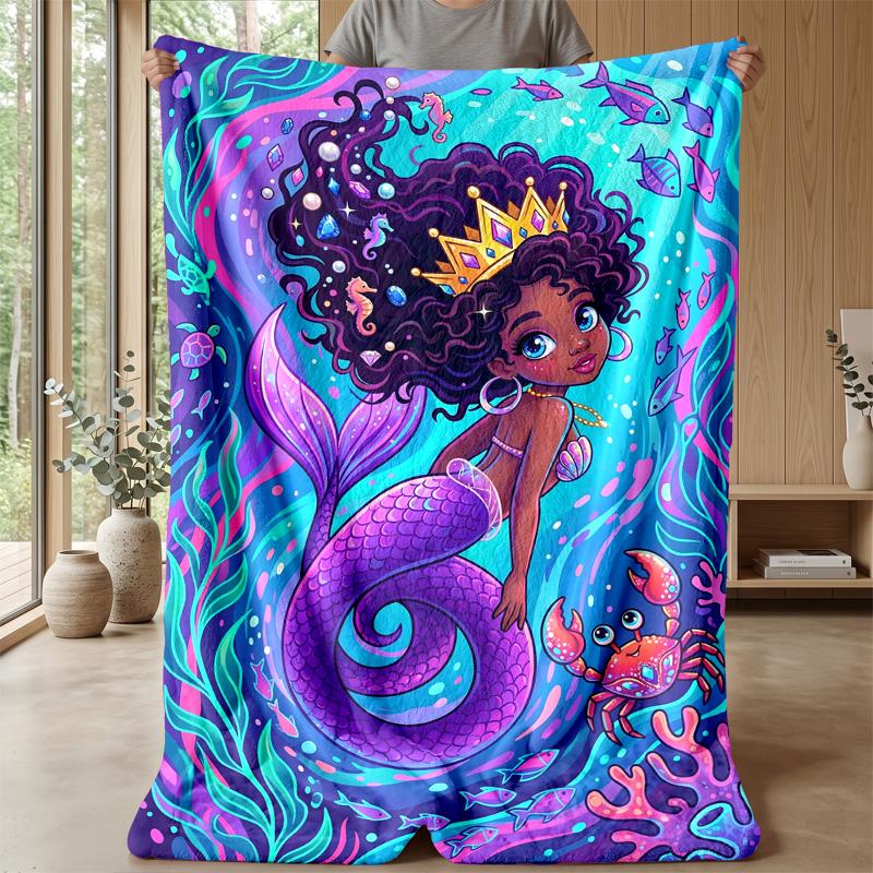 Mermaid Princess Adventure Theme blanket Lightweight Warm Flannel Blanket Decorative Throw Blanket for Home Decoration