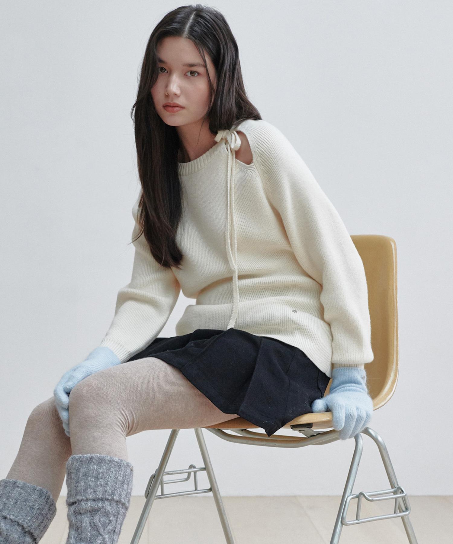 Plack Woman Cutout Knit Ivory O/S/Free