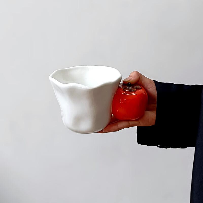 

Shangqi Hand-Painted Persimmon Ceramic Mug Set (Set of 2)