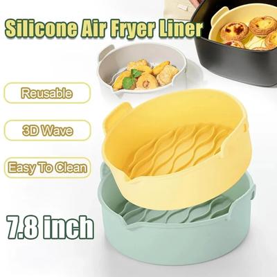 Rivestimento rotondo in silicone per friggitrici ad aria, teglia da forno, friggitrice ad aria, padella di ricambio riutilizzabile in silicone, accessori da cucina