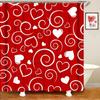 Valentine's Day Shower Curtain Falling Red Couple Romantic Love Bathroom Decorative Waterproof Shower Curtain 90x180cm