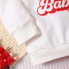 Baby-Kleidungsset für Mädchen, Sweatshirt mit „Santa Baby“-Aufdruck und rote Schlaghose, 2-teilige Weihnachtskleidung
