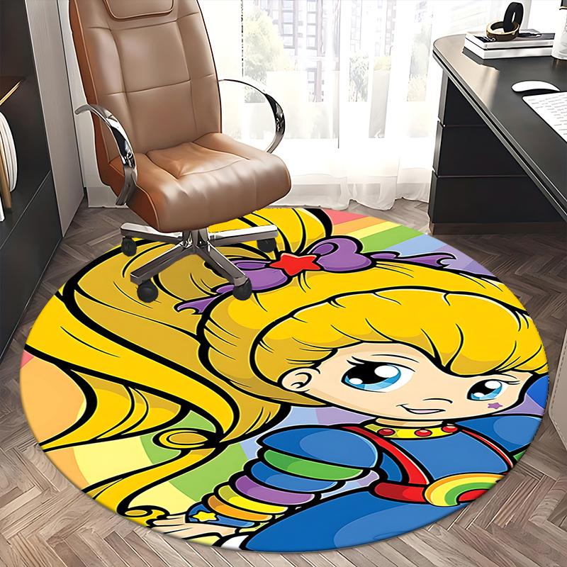 Rainbow Brite Colorful Cartoon Chair Mat - Round Carpet for Home Decor