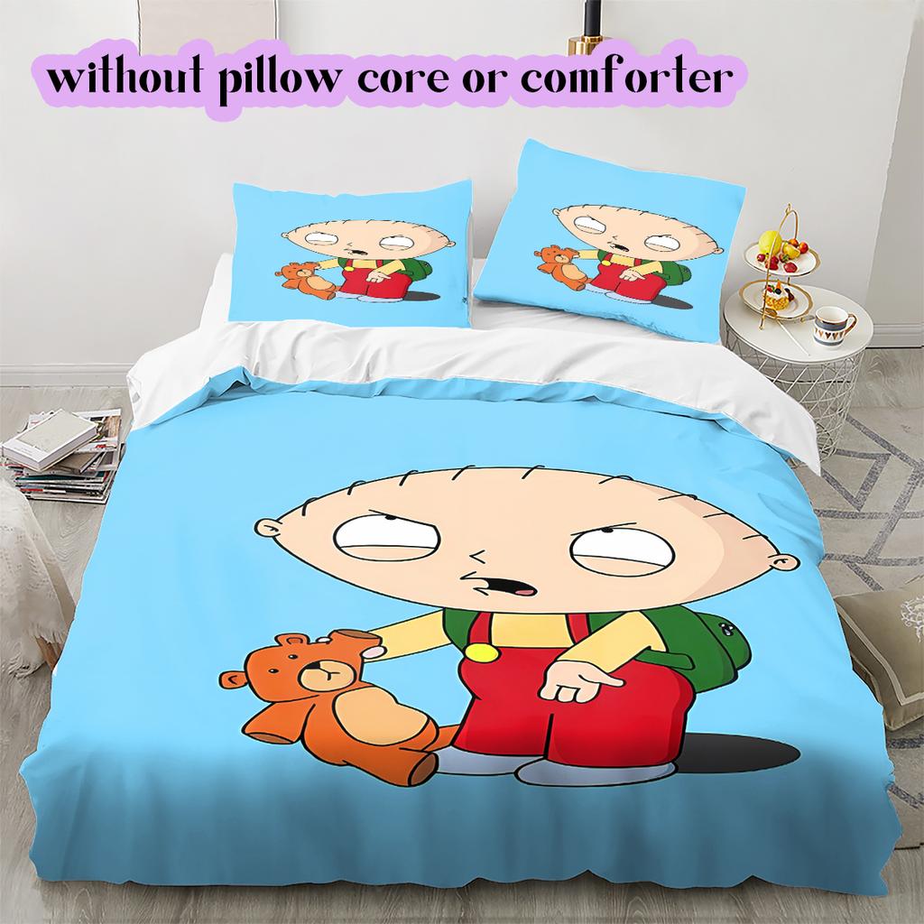 Family Guy Character Pattern Bedding Quilt Set Quilt Cover Pillowcase Home Decoration Birthday Gift (1*duvet Cover+ 2*pillowcase, Without Core)