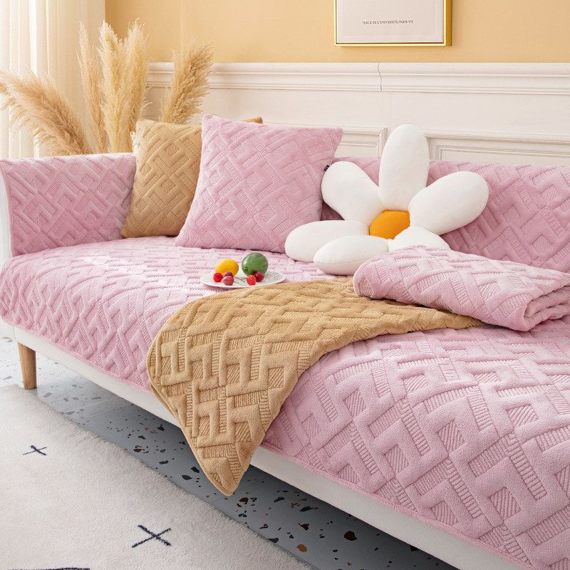 

Winter Thickened Plush Sofa Cushion Milk Plush Non-slip Fashion Sofa Cover Anti-static Sofa Seat Cushion 90*160cm