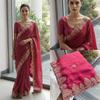 New Launch – Premium Satin Chiffon Embroidered Party Wear Saree