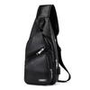 New New Leisure Men's Shoulder Bag Outdoor Sports USB Charging Chest Bag Men's PU Business Crossbody Bag
