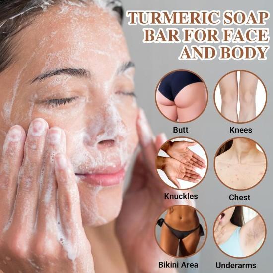Turmeric & Kojic Acid Face & Body Soap, 3 Pack, Natural Ingredients with Lemon