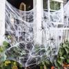 1 Set, 60 Soft Spider Webs Halloween Decorations with 6 Fake Spiders, Super Stretch Cobwebs for Halloween Indoor Outdoor