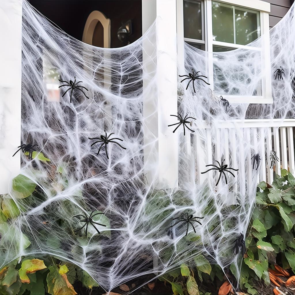 1 Set, 60 Soft Spider Webs Halloween Decorations with 6 Fake Spiders, Super Stretch Cobwebs for Halloween Indoor Outdoor