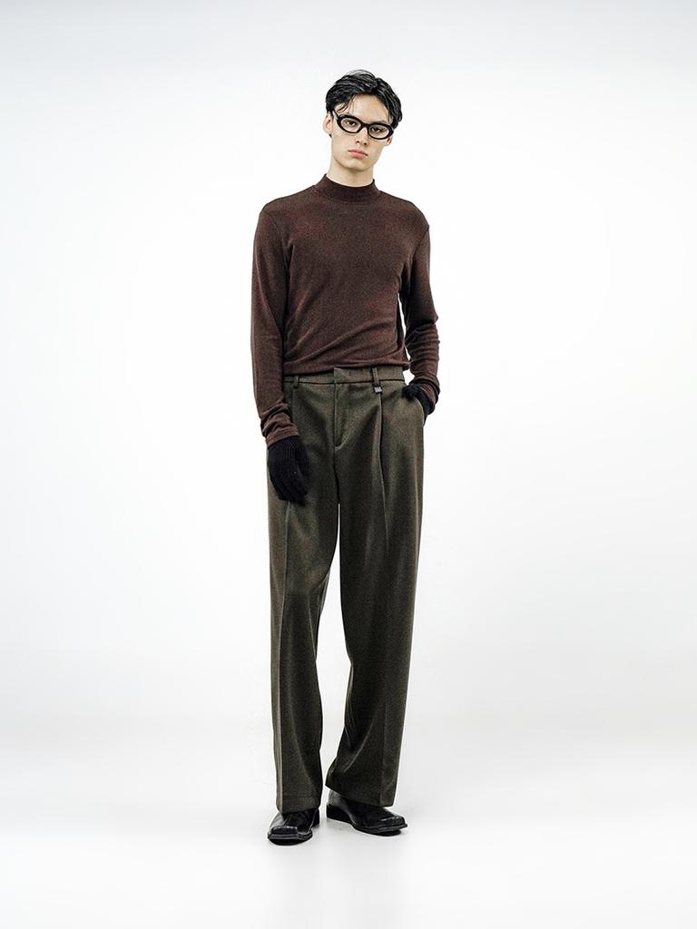 Chaenseseunoi Raised One Tuck Wool Slacks - Brown /M244Pt01Br