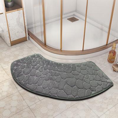 Tappetino da Doccia Semicircolare Monocolore, Tappeto Antiscivolo per Pavimento Bagno, Cuscinetto Assorbente in Pile di Corallo