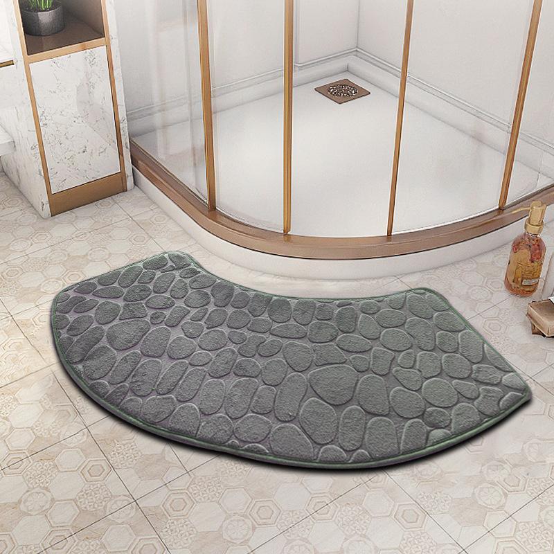 Curved Bathroom Mat Thickened Shower Room Absorbent Door Mat Toilet Bathroom Non-Slip Mat Dirt-Resistant Entrance Mat
