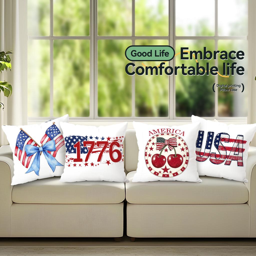 4pcs/set Independence Day Cushions Pillowcase Polyester Cushion Cover Throw Pillow Pillowcover Home Car Sofa Decor