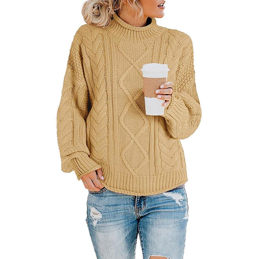 Women's Casual Long Sleeve Chunky Turtleneck Knit Sweater Winter  Long Sleeve Sweater Sweater Sweater
