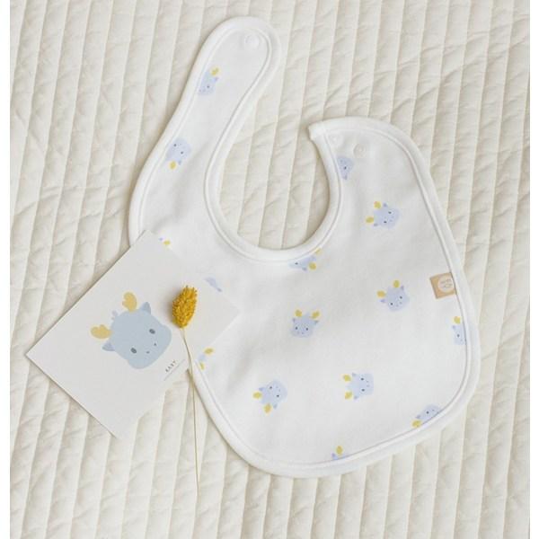 Baby & I Baby Food Cotton Bib 2-piece Set, Yong Blue, Gomi, 1 Set