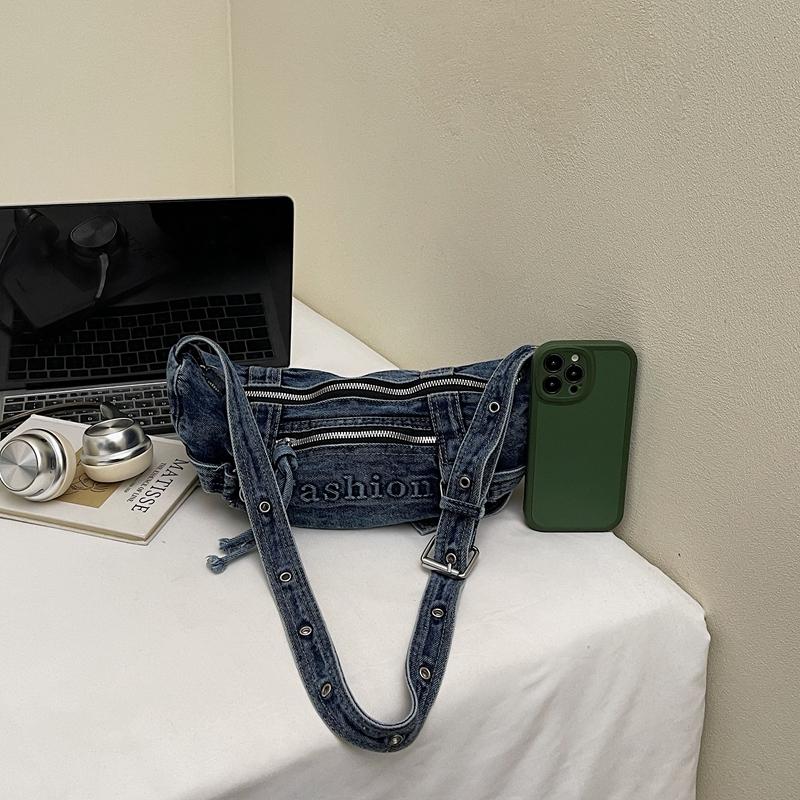 Large Capacity Commuter Tote Bag Women's Denim Shoulder Crossbody Bag