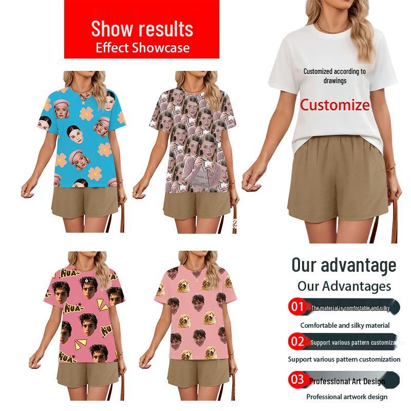 Custom 3D Digital Print T-Shirt, Shorts & Pajamas Set