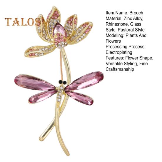 Lotus Dragonfly Brooch Exquisite Zinc Alloy Rhinestone Pin Sweaters Hats Bags Badge Multi-Functional Accessory