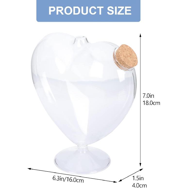 Zerodeko Wishing Bottle Heart Shaped Favor Jars Blessing Bottle Love Glass Jars Vials Heart Shaped Sand Jar Waterbottles Heart Shaped Glass Bottle