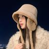 Velvet Thickened Warm Fisherman Hat Outdoor Cycling Windproof Ear Protection Hat Japanese Casual Big Head Bucket Hat