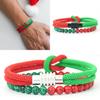 Neues 2-teiliges/Set Herren Weihnachtsarmband Vielseitige Accessoires Grün Rot Echte Liebe Knoten Schnurarmband Rot Howlith Malachit Armband
